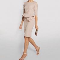 John Charles Lace Embellished Peplum Dress Light Pink Blush myonewedding