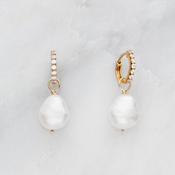 Lily & Roo Gold Huggie Pearl Drop Earrings