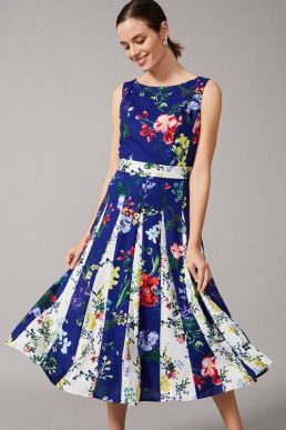 Phase Eight Trudy Patched Floral Dress Cobalt Blue Multi