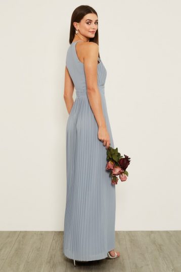 TFNC Serene Blue Grey Maxi Bridesmaid Dress