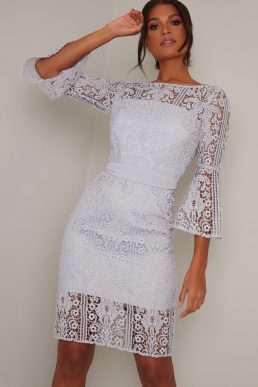 Chi Chi Dante Lace Sleeve Shift Dress Lilac