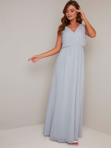 Chi Chi Lark Bridesmaid Maxi Dress, Pale Blue