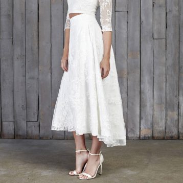 Le Fay Lace Bridal Midi Skirt Ivory