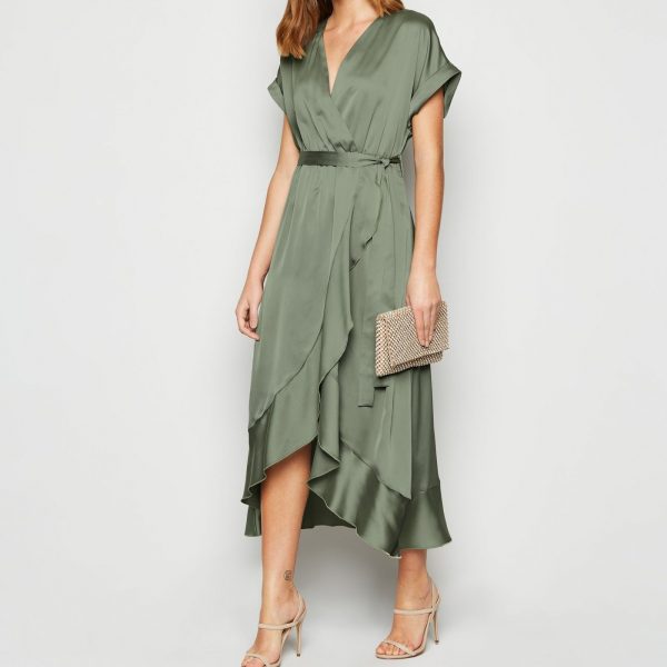 satin khaki dress