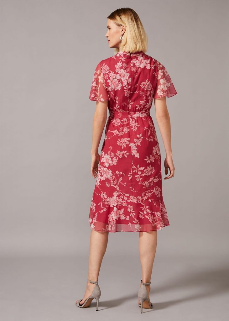 Phase Eight Maya Floral Dress, Red/Cream - myonewedding.co.uk