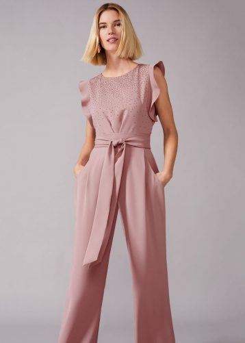 Phase Eight Victoriana Sparkle Jumpsuit Ballet Pink