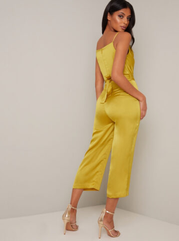 Chi Chi Yana Cowl Neck Jumpsuit, Mustard Yellow