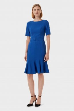 Hobbs Bria Belted Shift Sleeve Dress Blue