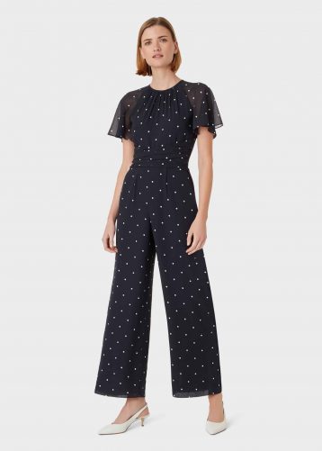 Hobbs Sarah Spot Sleeve Jumpsuit Black White