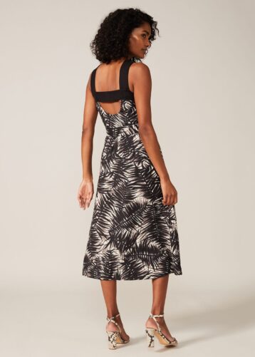 Phase Eight Patsy Palm Print Linen Dress, Black/White - Image 2