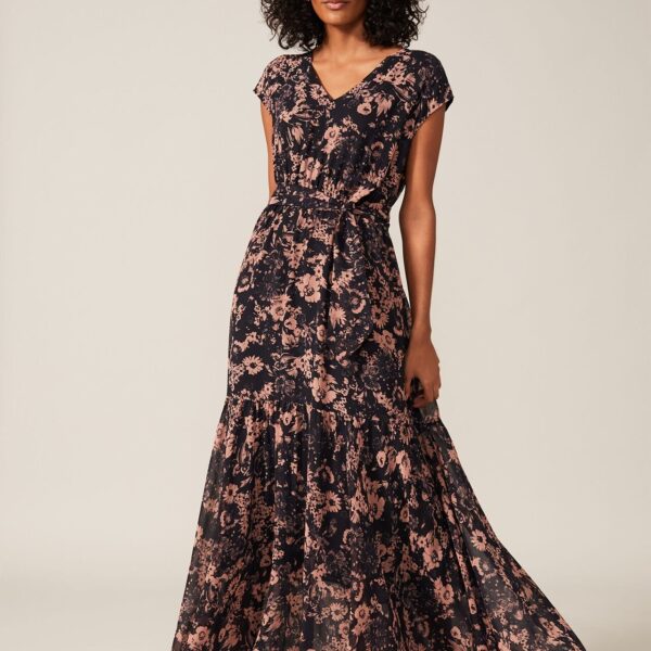 navy and pink maxi dress