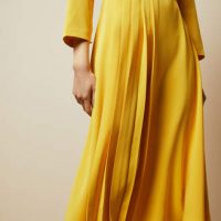 Ted Baker JILLIIE Tie neck midi dress Yellow