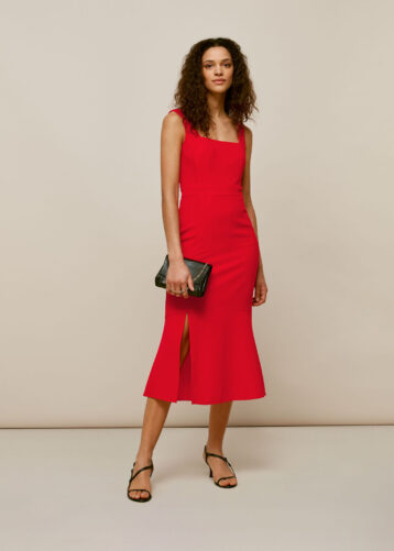 Whistles Milla Square Neck Dress Red