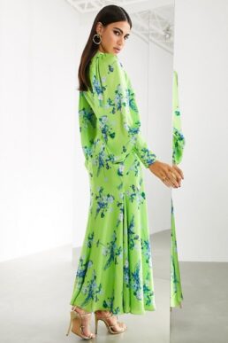 ASOS EDITION satin wild flower print maxi dress Green Multi