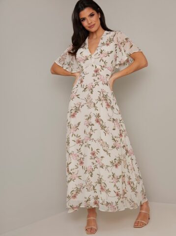 Chi Chi Floral Arayna Maxi Dress White Multi