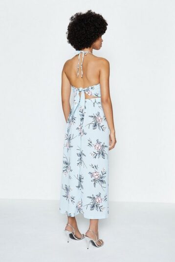 Coast Halter Neck Printed Maxi Dress, Blue/Multi - Image 2