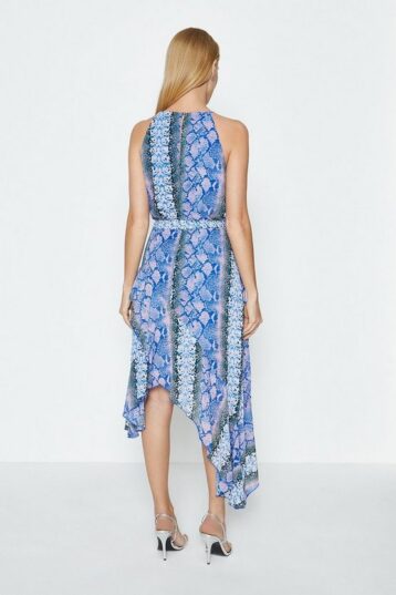 Coast Printed Halterneck Midi Dress Blue Multi