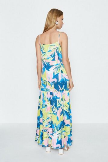 Coast Strappy Printed Maxi Dress Blue Multi