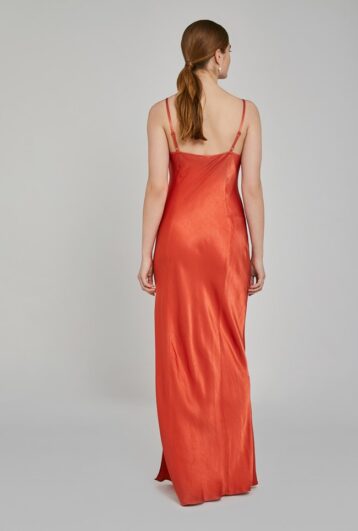 Ghost Stella Maxi Slip Cowl Neck Dress, Orange - Image 2