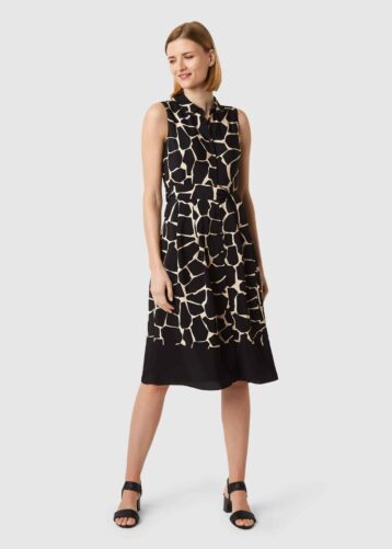 Hobbs Suzanna Animal Print Fit And Flare Dress Black Neutral myonewedding