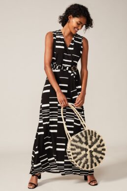 Phase Eight Willow Print Maxi Dress Black White