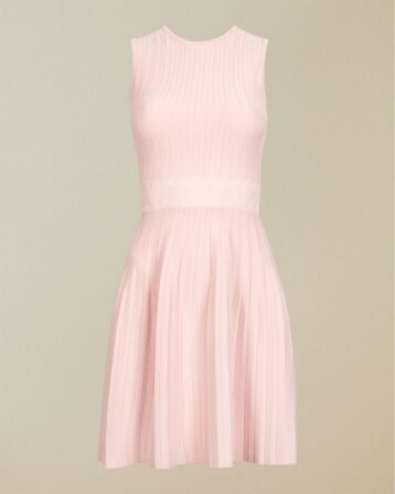 Ted Baker BALIEEY Sleeveless knitted skater dress Light Baby Pink Blush