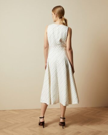 Ted Baker CARYLA Spotted A-line midi dress Ivory