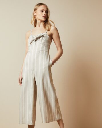 TFNC DACEYY Linen striped jumpsuit Ivory Nude