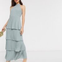 ASOS DESIGN Premium Fuller Bust lace and pleat bardot maxi dress