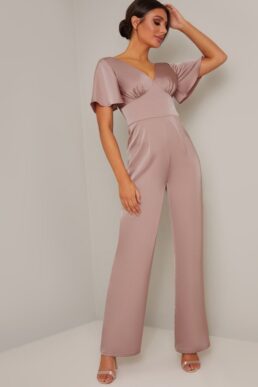 Chi Chi Jula Sleeve Jumpsuit Pink Mink