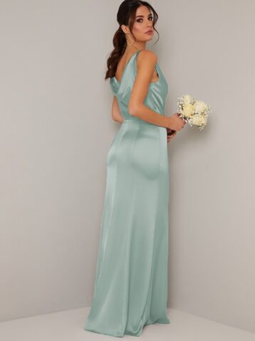 Chi Chi Juliana Cowl Slip Bridesmaid Dress Green