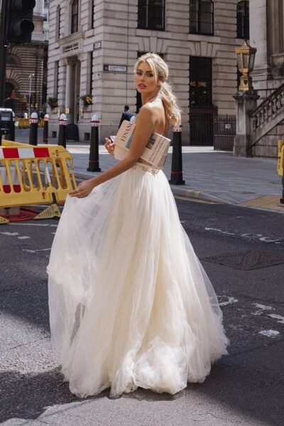 Coast Encrusted Bodice Tulle Skirt Maxi Dress, Gold/Ivory