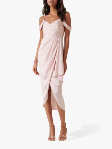 Forever New Hadley Midi Waterfall Dress Blush Light Pink