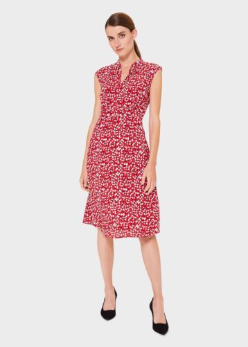 Hobbs Isabelle Printed Dress Red White