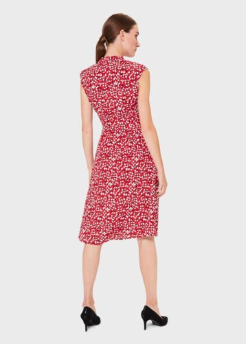 Hobbs Isabelle Printed Dress Red White