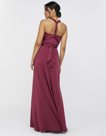 Monsoon Tallulah Multi Tie Bridesmaid Maxi Dress Red Burgundy