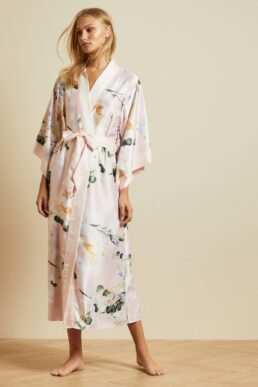 Ted Baker FLOTII Elegant kimono gown Pink Multi Blush