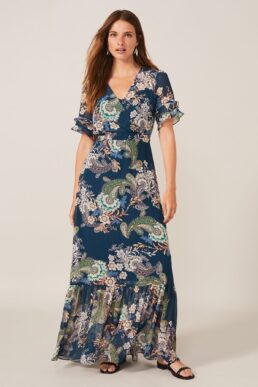 Phase Eight Blaire Paisley Maxi Dress Petrol Blue Multi