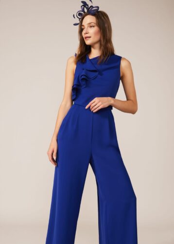 Phase Eight Maeve Frill Detail Jumpsuit Cobalt Blue