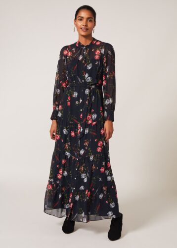 Phase Eight Noeva Floral Maxi Dress Slate Grey Multi