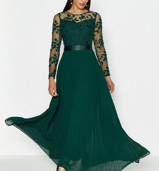 green long sleeve maxi dress