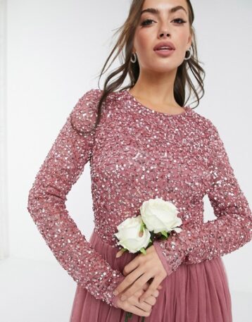 Rose pink clearance long sleeve dress