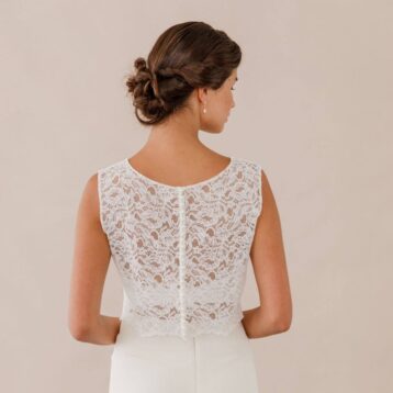 Lace cover up with pearl button back Ivory