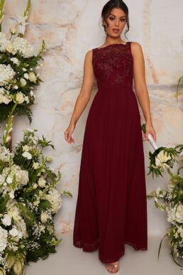 chi chi london burgundy pleated maxi dress