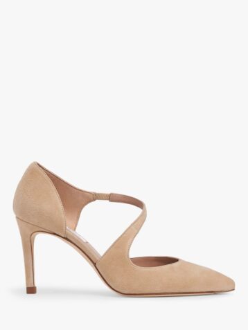 L.K.Bennett Victoria Suede Asymmetric Cut Court Shoes, Trench