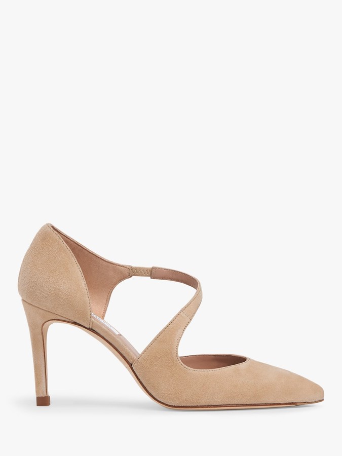 L.K.Bennett Victoria Suede Asymmetric Cut Court Shoes, Trench ...