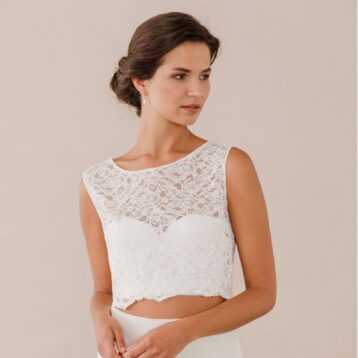 Lace cover up with pearl button back Ivory