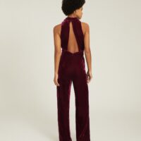 reiss joan velvet jumpsuit berry