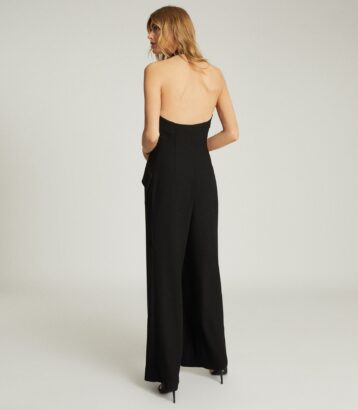 Reiss Annie Tuxedo Front Jumpsuit Black