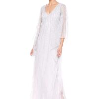 Adrianna Papell Women s Beaded Long Kaftan Dress Cloud Silver myonewedding